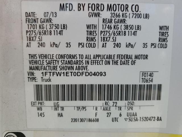 Photo 11 VIN: 1FTFW1ET0DFD04093 - FORD F150 SUPER 