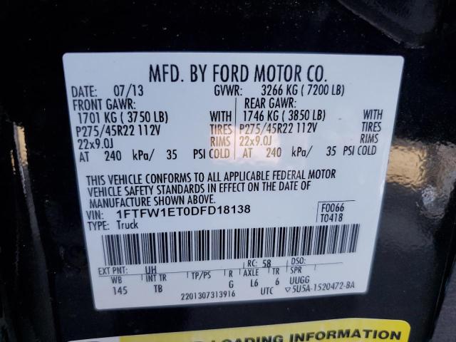 Photo 9 VIN: 1FTFW1ET0DFD18138 - FORD F150 SUPER 