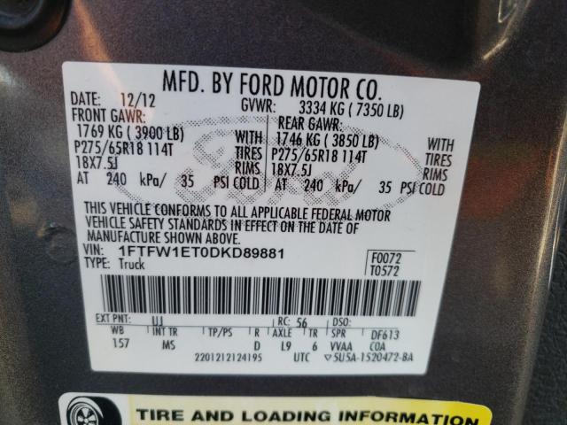 Photo 9 VIN: 1FTFW1ET0DKD89881 - FORD F150 SUPER 