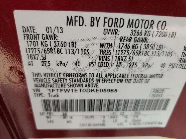 Photo 11 VIN: 1FTFW1ET0DKE05965 - FORD F150 SUPER 