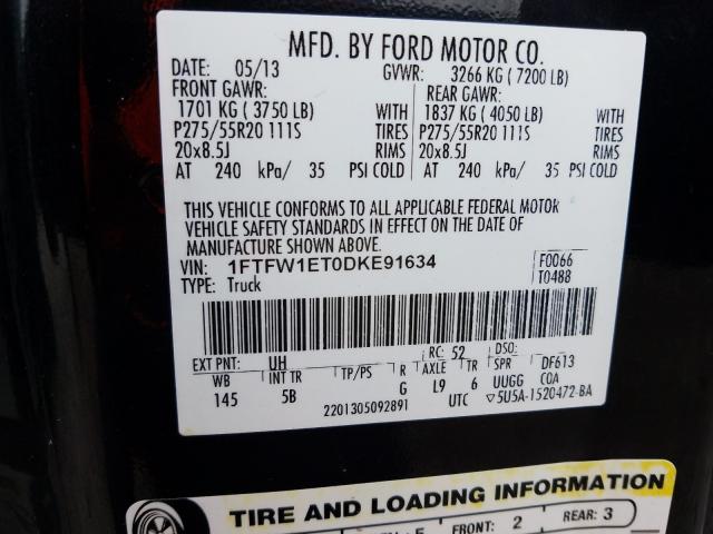 Photo 9 VIN: 1FTFW1ET0DKE91634 - FORD F150 SUPER 