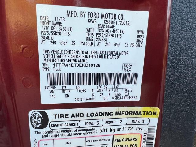 Photo 9 VIN: 1FTFW1ET0EKD10128 - FORD F150 SUPER 