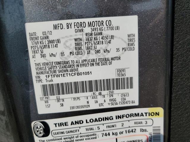 Photo 11 VIN: 1FTFW1ET1CFB01051 - FORD F150 SUPER 