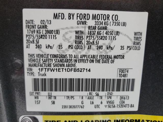 Photo 11 VIN: 1FTFW1ET1DFB52714 - FORD F150 SUPER 