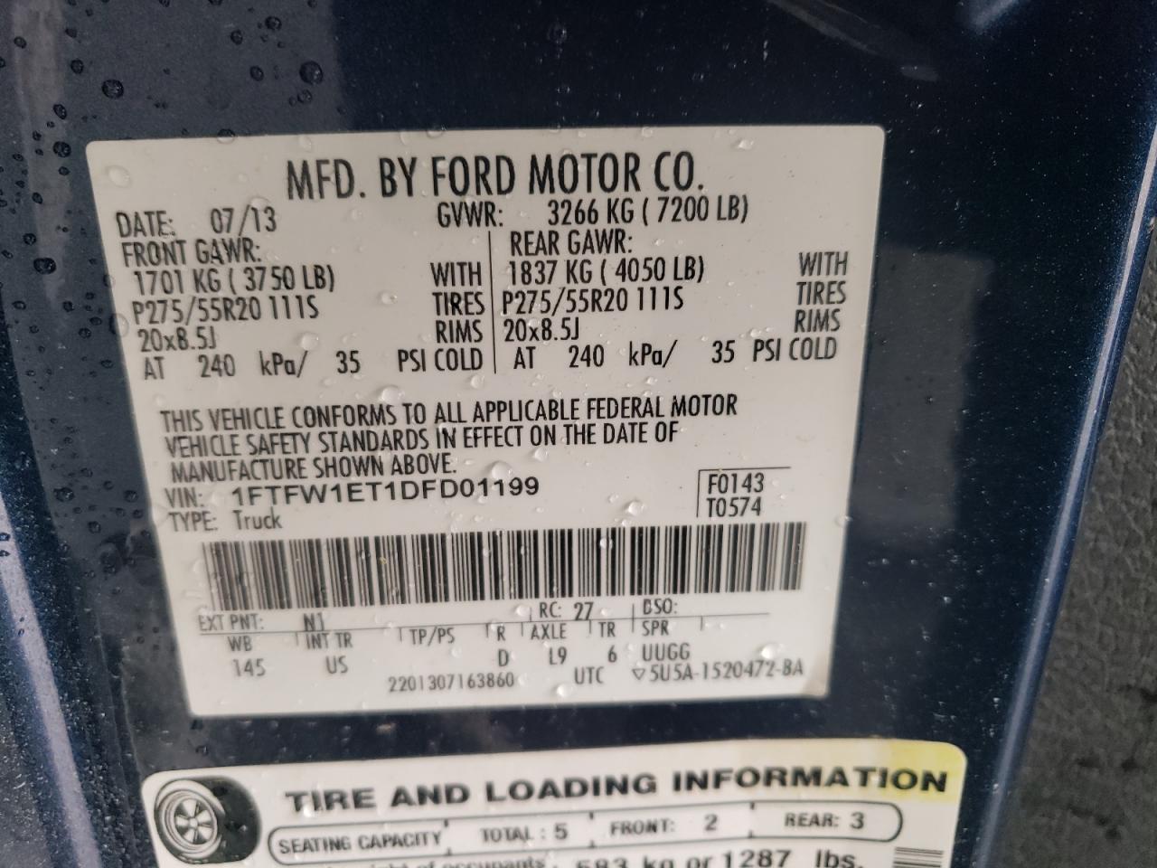 Photo 11 VIN: 1FTFW1ET1DFD01199 - FORD F-150 