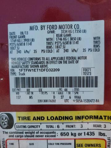 Photo 9 VIN: 1FTFW1ET1DFD32209 - FORD F150 SUPER 