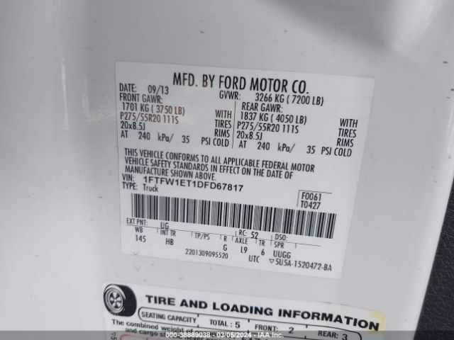 Photo 8 VIN: 1FTFW1ET1DFD67817 - FORD F-150 