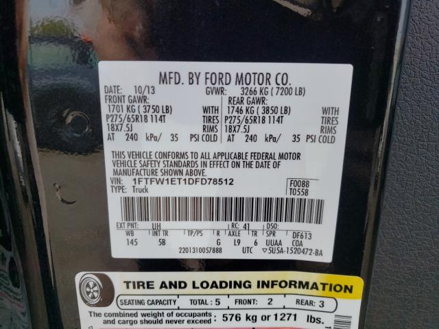 Photo 9 VIN: 1FTFW1ET1DFD78512 - FORD F150 SUPER 