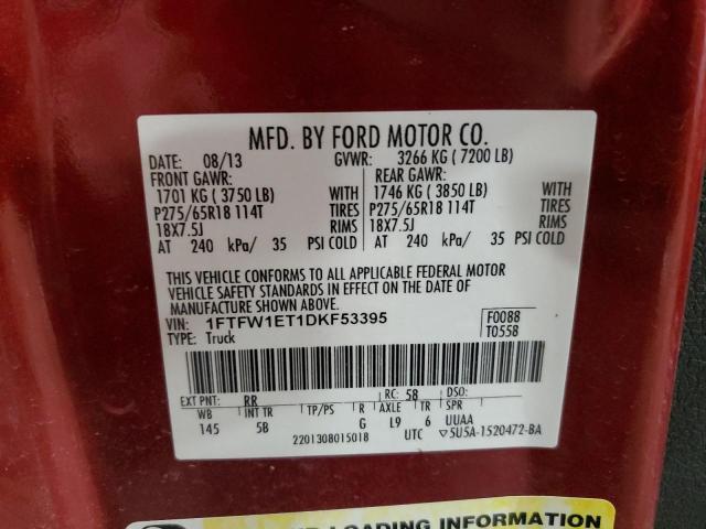 Photo 9 VIN: 1FTFW1ET1DKF53395 - FORD F150 SUPER 