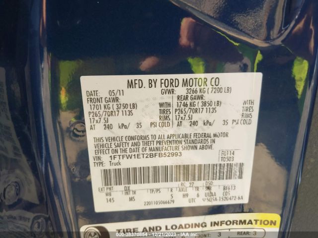 Photo 8 VIN: 1FTFW1ET2BFB52993 - FORD F-150 