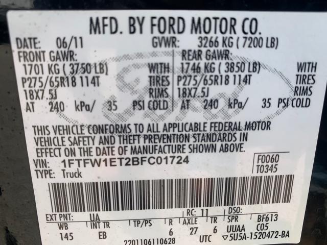 Photo 9 VIN: 1FTFW1ET2BFC01724 - FORD F150 SUPER 