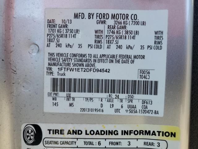 Photo 12 VIN: 1FTFW1ET2DFD94542 - FORD F150 SUPER 