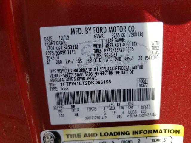 Photo 11 VIN: 1FTFW1ET2DKD86156 - FORD F150 SUPER 