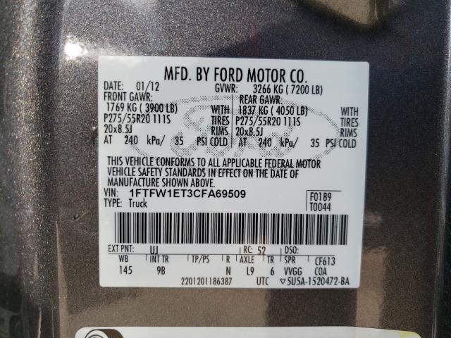 Photo 9 VIN: 1FTFW1ET3CFA69509 - FORD F150 SUPER 