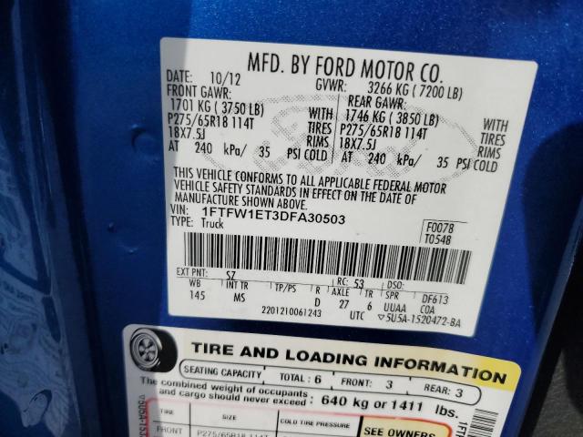 Photo 11 VIN: 1FTFW1ET3DFA30503 - FORD F150 SUPER 