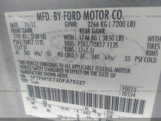 Photo 8 VIN: 1FTFW1ET3DFA75327 - FORD F-150 