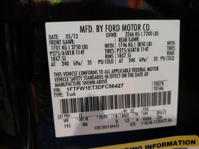 Photo 9 VIN: 1FTFW1ET3DFC56427 - FORD F150 SUPER 