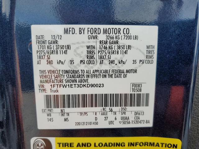 Photo 9 VIN: 1FTFW1ET3DKD90023 - FORD F150 SUPER 