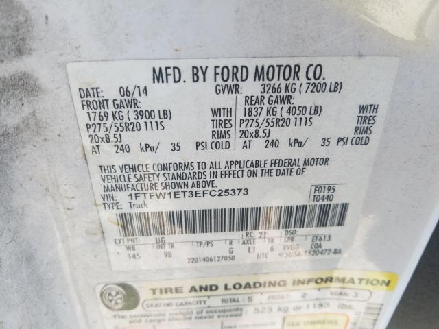 Photo 9 VIN: 1FTFW1ET3EFC25373 - FORD F150 SUPER 