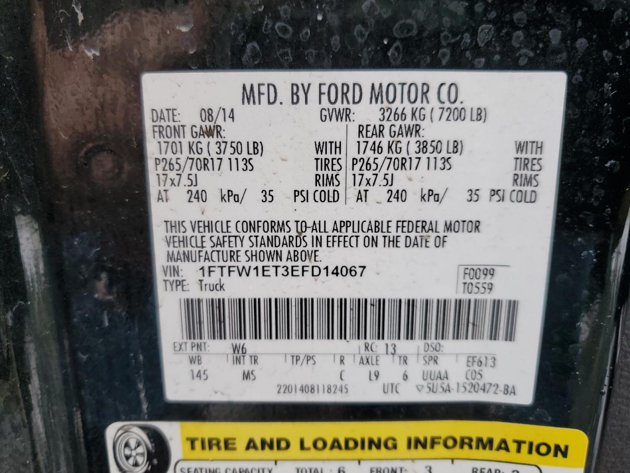 Photo 11 VIN: 1FTFW1ET3EFD14067 - FORD F-150 