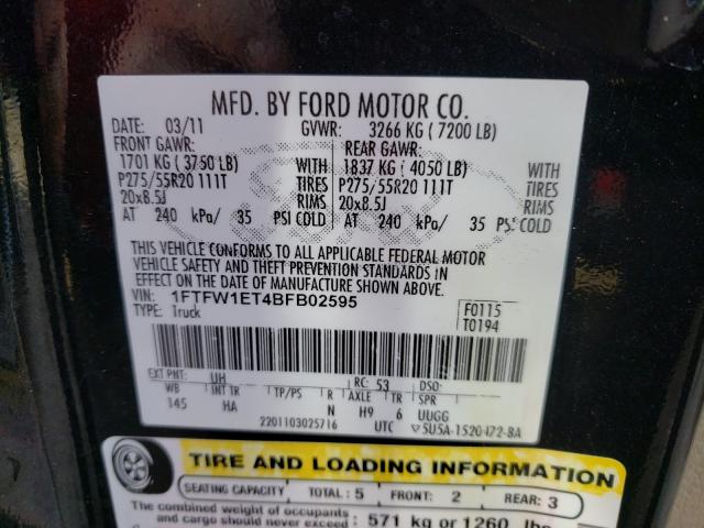 Photo 9 VIN: 1FTFW1ET4BFB02595 - FORD F150 SUPER 