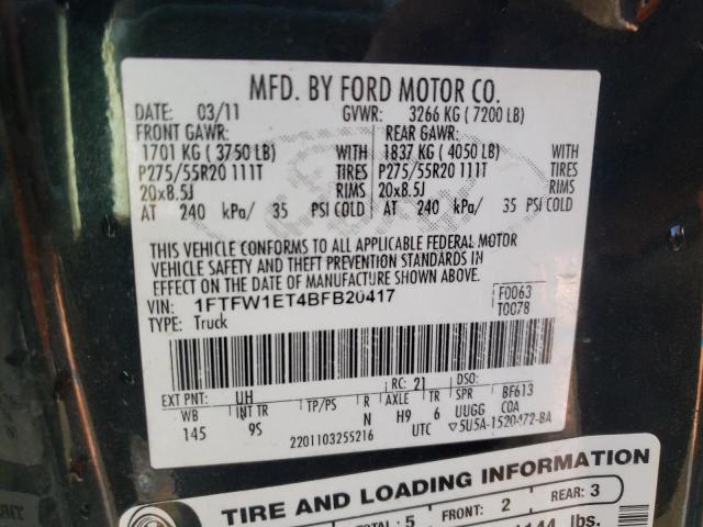 Photo 9 VIN: 1FTFW1ET4BFB20417 - FORD F150 SUPER 