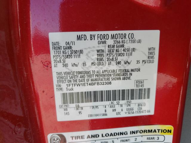 Photo 9 VIN: 1FTFW1ET4BFB32308 - FORD F150 SUPER 