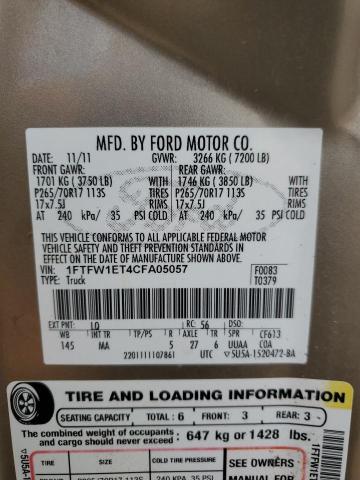 Photo 11 VIN: 1FTFW1ET4CFA05057 - FORD F-150 