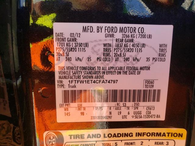 Photo 12 VIN: 1FTFW1ET4CFA74797 - FORD F150 SUPER 