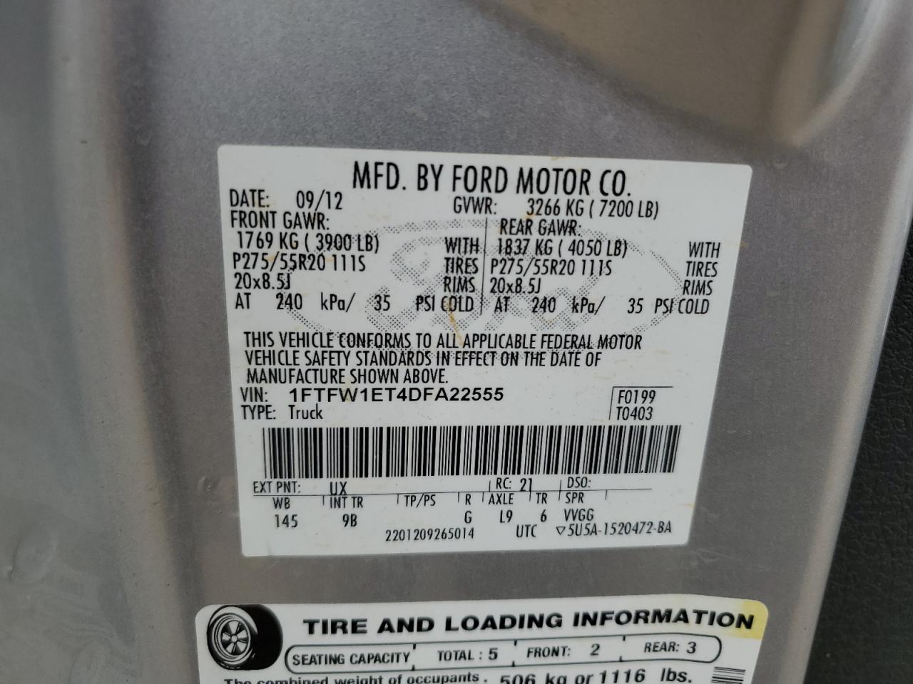 Photo 11 VIN: 1FTFW1ET4DFA22555 - FORD F-150 