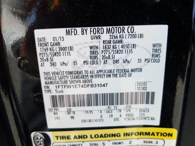 Photo 9 VIN: 1FTFW1ET4DFB31047 - FORD F150 SUPER 