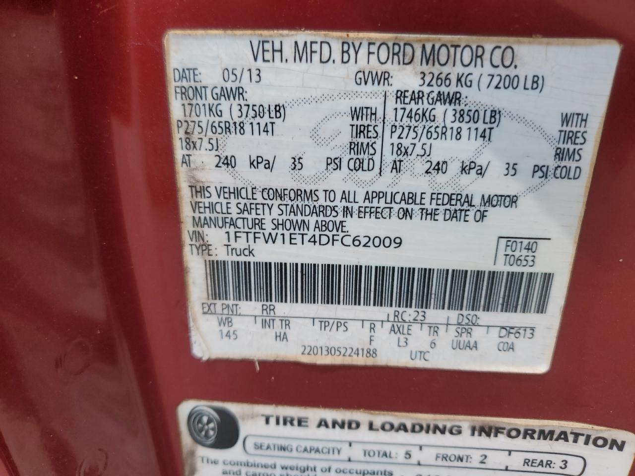 Photo 11 VIN: 1FTFW1ET4DFC62009 - FORD F-150 