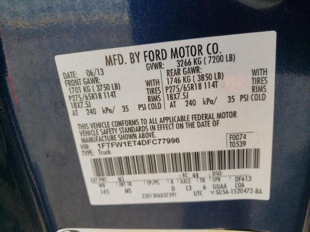 Photo 11 VIN: 1FTFW1ET4DFC77996 - FORD F150 SUPER 