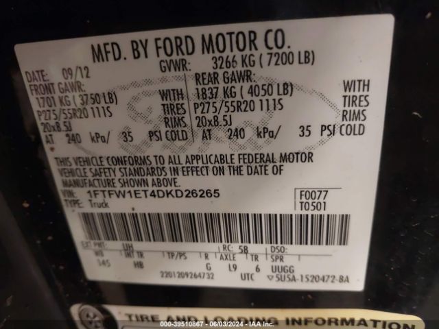 Photo 8 VIN: 1FTFW1ET4DKD26265 - FORD F-150 