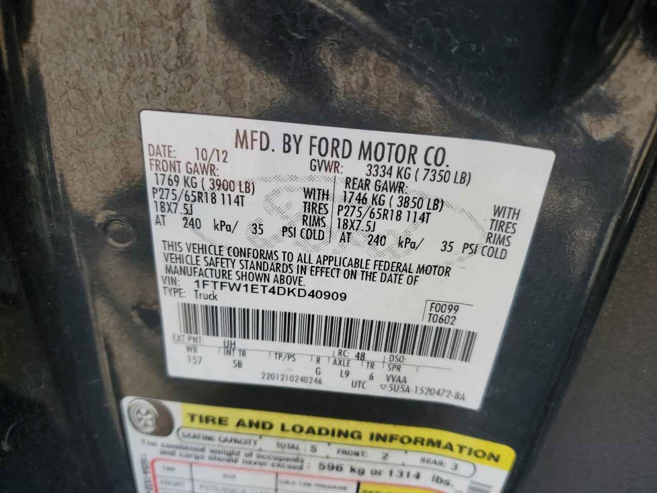 Photo 11 VIN: 1FTFW1ET4DKD40909 - FORD F-150 