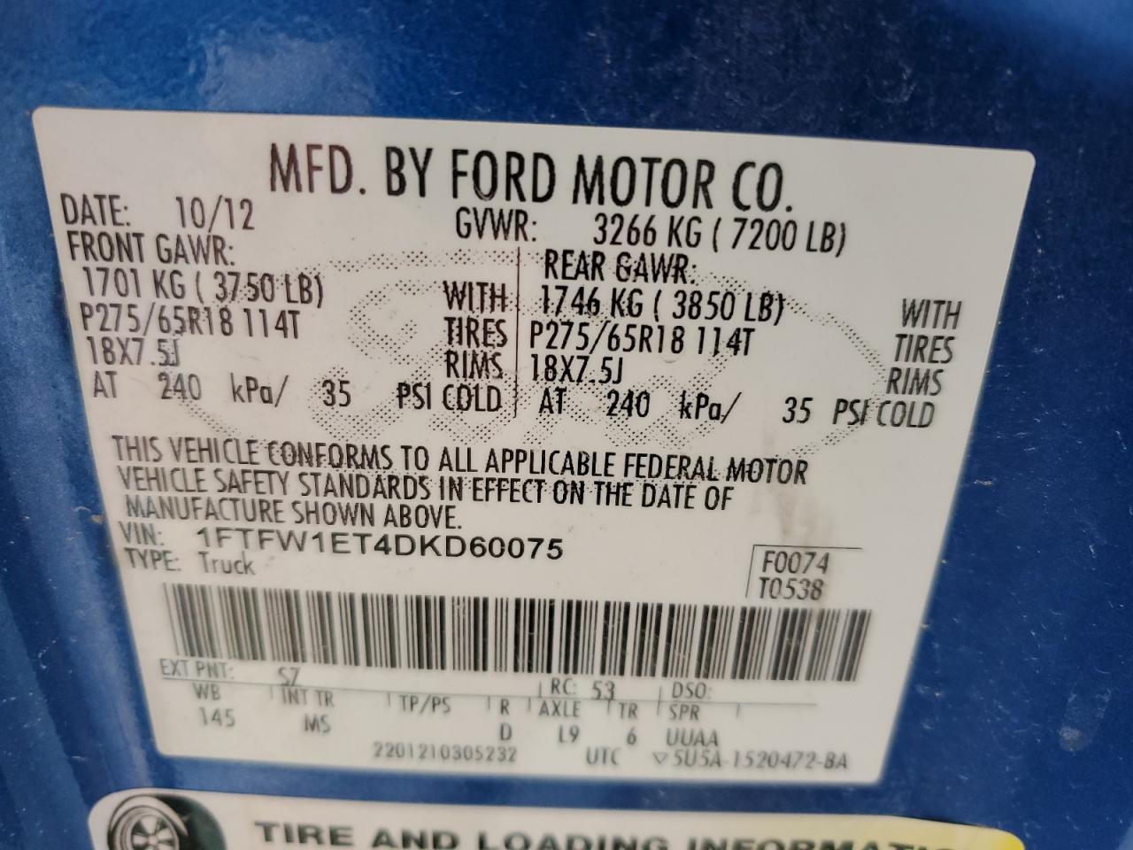 Photo 11 VIN: 1FTFW1ET4DKD60075 - FORD F-150 