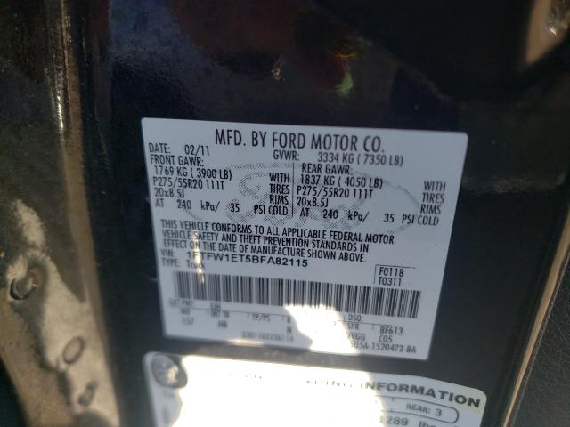 Photo 9 VIN: 1FTFW1ET5BFA82115 - FORD F150 4WD 