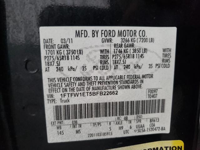 Photo 9 VIN: 1FTFW1ET5BFB22662 - FORD F150 SUPER 