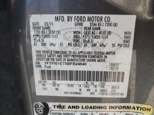 Photo 9 VIN: 1FTFW1ET5BFB24640 - FORD F150 SUPER 