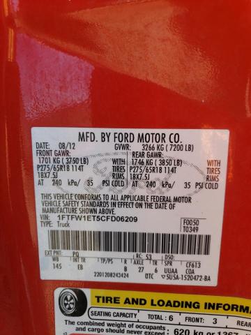 Photo 11 VIN: 1FTFW1ET5CFD06209 - FORD F150 SUPER 