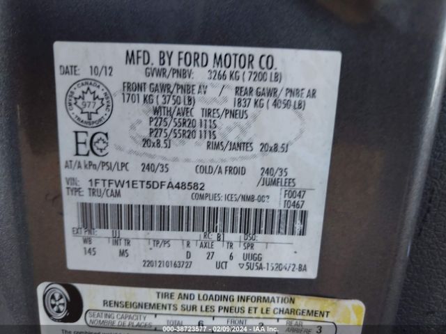 Photo 8 VIN: 1FTFW1ET5DFA48582 - FORD F-150 