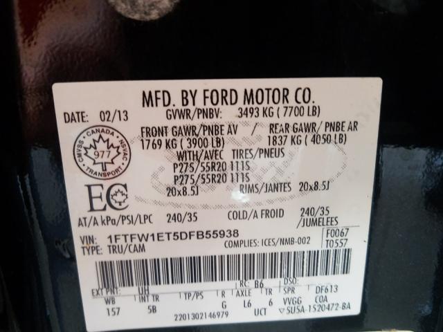 Photo 9 VIN: 1FTFW1ET5DFB55938 - FORD F150 SUPER 