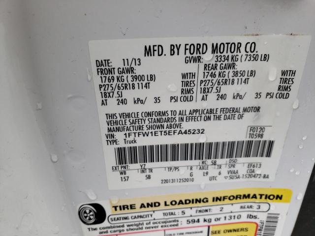 Photo 9 VIN: 1FTFW1ET5EFA45232 - FORD F150 SUPER 