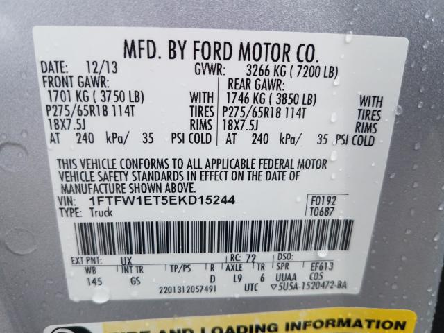 Photo 9 VIN: 1FTFW1ET5EKD15244 - FORD F150 SUPER 