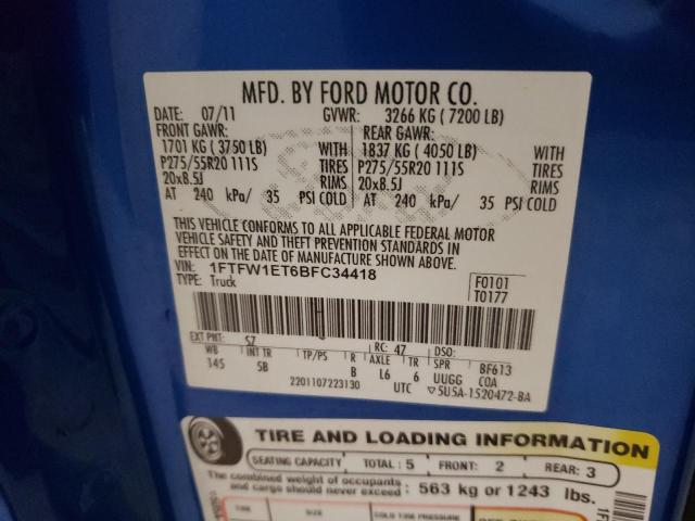 Photo 9 VIN: 1FTFW1ET6BFC34418 - FORD F150 SUPER 