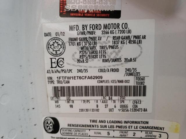 Photo 11 VIN: 1FTFW1ET6CFA62909 - FORD F150 SUPER 