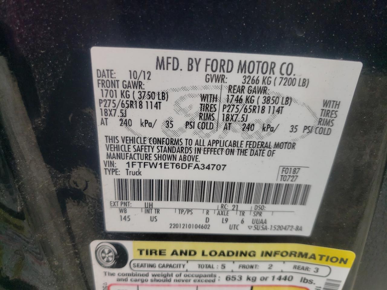 Photo 11 VIN: 1FTFW1ET6DFA34707 - FORD F-150 