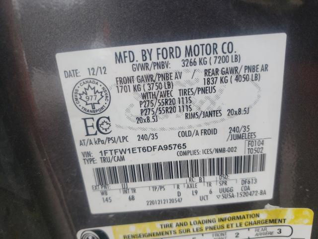 Photo 9 VIN: 1FTFW1ET6DFA95765 - FORD F150 SUPER 