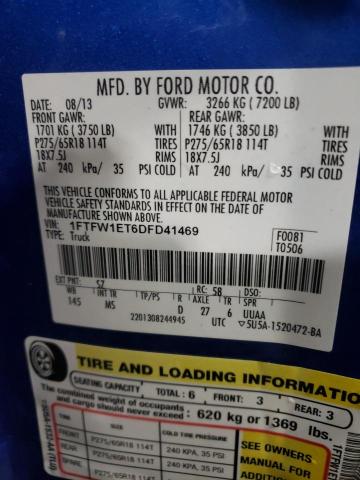 Photo 9 VIN: 1FTFW1ET6DFD41469 - FORD F150 SUPER 