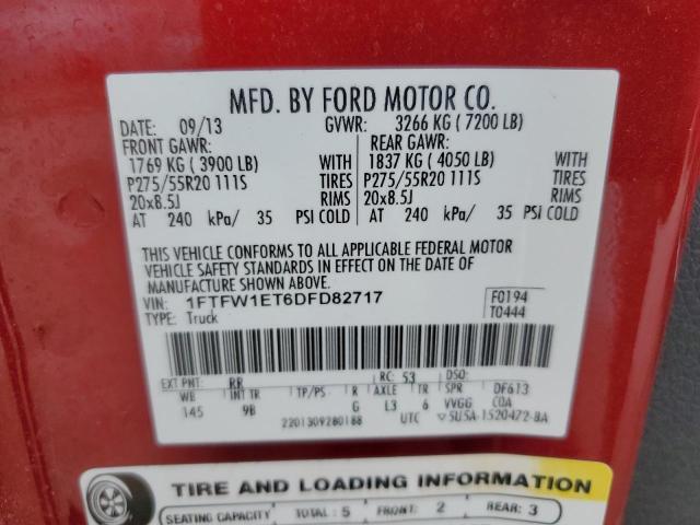 Photo 12 VIN: 1FTFW1ET6DFD82717 - FORD F150 SUPER 